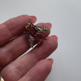 Victorian 18K Gold Citrine Diamond and Amber Bee Pin
