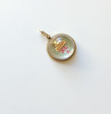 Victorian Egyptian Revival 14K Gold Reverse Painted Essex Crystal of Sphinx Pendant