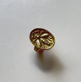 Vintage 18K Gold Greek Honey Bee Signet Ring