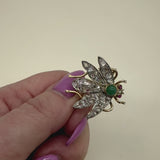 Victorian 14K Gold Rose Cut Diamond Winged “En Tremblant” Insect Brooch