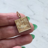 14K Gold Egyptian Revival Hieroglyph Square Ingot Charm or Pendant