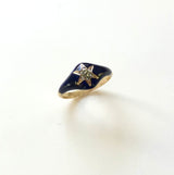 15K Early Victorian Diamond and Blue Enamel Star Ring