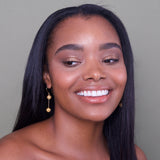 18K Gold Etruscan Revival Double Ball Dangle Earrings Earrings Kirsten's Corner Jewelry