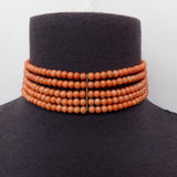 Victorian Coral Choker With 10k Gold Bars & Clasp Necklace Kirsten's Corner Jewelry