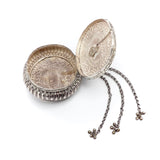 19th Century Indian Silver Repousse Oval Flower Box Box Kirsten's Corner Jewelry