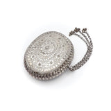 19th Century Indian Silver Repousse Oval Flower Box Box Kirsten's Corner Jewelry