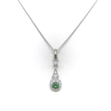 Edwardian Platinum Emerald & Diamond Pendant-Necklace Pendant Kirsten's Corner Jewelry