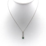 Edwardian Platinum Emerald & Diamond Pendant-Necklace Pendant Kirsten's Corner Jewelry