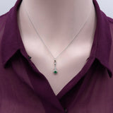 Edwardian Platinum Emerald & Diamond Pendant-Necklace Pendant Kirsten's Corner Jewelry