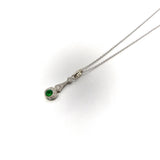 Edwardian Platinum Emerald & Diamond Pendant-Necklace Pendant Kirsten's Corner Jewelry