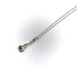 Edwardian Platinum Emerald & Diamond Pendant-Necklace Pendant Kirsten's Corner Jewelry