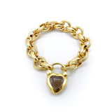 18K Gold Georgian Turquoise Heart Padlock & Bracelet Bracelet Kirsten's Corner Jewelry