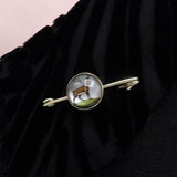 14K Gold Reverse Painted Essex Crystal Antelope Pin Brooch Kirsten's Corner