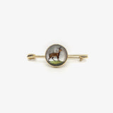 14K Gold Reverse Painted Essex Crystal Antelope Pin Brooch Kirsten's Corner