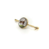 14K Gold Reverse Painted Essex Crystal Antelope Pin Brooch Kirsten's Corner