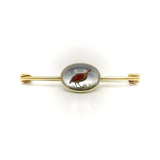 14K Gold Reverse Painted Essex Crystal of Sand Piper Pin Brooches, Pins Kirsten's Corner