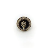14K Etruscan Revival Mourning Ring w/ Onyx Disc & Pearl Grape Cluster Ring Kirsten's Corner Jewelry