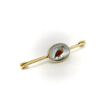 14K Gold Reverse Painted Essex Crystal of Sand Piper Pin Brooches, Pins Kirsten's Corner