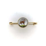 14K Gold Reverse Painted Essex Crystal Antelope Pin Brooch Kirsten's Corner
