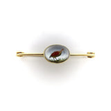 14K Gold Reverse Painted Essex Crystal of Sand Piper Pin Brooches, Pins Kirsten's Corner