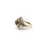 14K Etruscan Revival Mourning Ring w/ Onyx Disc & Pearl Grape Cluster Ring Kirsten's Corner Jewelry