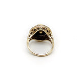 14K Etruscan Revival Mourning Ring w/ Onyx Disc & Pearl Grape Cluster Ring Kirsten's Corner Jewelry