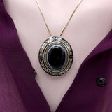 Victorian 9K Gold Banded Agate Bulls Eye Locket or Pendant Brooch Kirsten's Corner