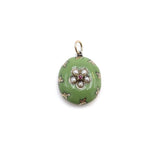 Early Victorian 14K Gold Enamel Flower Locket with Pearls & Ruby Pendant Kirsten's Corner