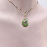 Early Victorian 14K Gold Enamel Flower Locket with Pearls & Ruby Pendant Kirsten's Corner