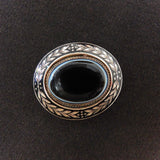 Victorian 9K Gold Banded Agate Bulls Eye Locket or Pendant Brooch Kirsten's Corner