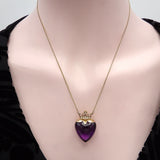 9K Gold Edwardian Amethyst & Pearl Crowned Heart Necklace Necklace Kirsten's Corner