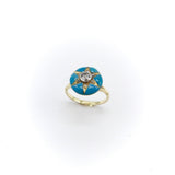 Signature 14K Gold Early Victorian Diamond Star & Blue Enamel Ring Ring Kirsten's Corner Jewelry
