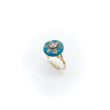 Signature 14K Gold Early Victorian Diamond Star & Blue Enamel Ring Ring Kirsten's Corner Jewelry