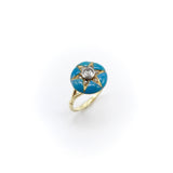 Signature 14K Gold Early Victorian Diamond Star & Blue Enamel Ring Ring Kirsten's Corner Jewelry