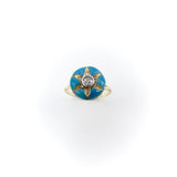 Signature 14K Gold Early Victorian Diamond Star & Blue Enamel Ring Ring Kirsten's Corner Jewelry