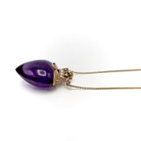 9K Gold Edwardian Amethyst & Pearl Crowned Heart Necklace Necklace Kirsten's Corner