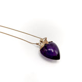 9K Gold Edwardian Amethyst & Pearl Crowned Heart Necklace Necklace Kirsten's Corner