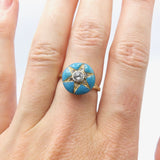Signature 14K Gold Early Victorian Diamond Star & Blue Enamel Ring Ring Kirsten's Corner Jewelry