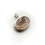 Hand Hammered 14K Gold Bezel Set Lion Intaglio Pendant Pendant, Charm Kirsten's Corner