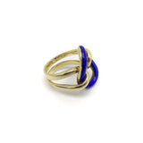Vintage 14K Gold & Blue Enamel Lover's Knot Ring Ring Kirsten's Corner Jewelry