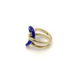 Vintage 14K Gold & Blue Enamel Lover's Knot Ring Ring Kirsten's Corner Jewelry