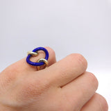 Vintage 14K Gold & Blue Enamel Lover's Knot Ring Ring Kirsten's Corner Jewelry