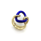 Vintage 14K Gold & Blue Enamel Lover's Knot Ring Ring Kirsten's Corner Jewelry