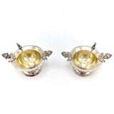 A Pair Etruscan Revival Wood & Hughes 900 Silver Salt Cellars in Original Case Objects of Virtue Kirsten's Corner Jewelry