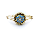 Victorian 14K Gold Enamel, Pearl and Diamond Star Bracelet Bracelet Kirsten's Corner Jewelry