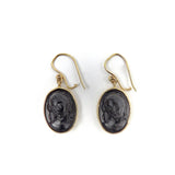 Victorian 14K Gold and Vulcanite Cameo Earrings Earrings Kirsten's Corner Jewelry