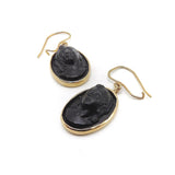 Victorian 14K Gold and Vulcanite Cameo Earrings Earrings Kirsten's Corner Jewelry