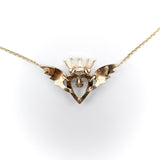 Signature Victorian 14K Gold Winged Heart and Crown Necklace with Pearls and Diamond Necklace Kirsten's Corner Jewelry
