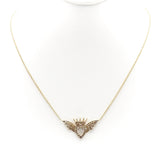 Signature Victorian 14K Gold Winged Heart and Crown Necklace with Pearls and Diamond Necklace Kirsten's Corner Jewelry