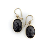 Victorian 14K Gold and Vulcanite Cameo Earrings Earrings Kirsten's Corner Jewelry